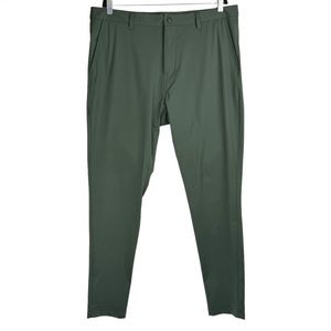 Rhone Mens Commuter Pant Sz 38 Olive Green Flex Knit Stretch Straight Leg